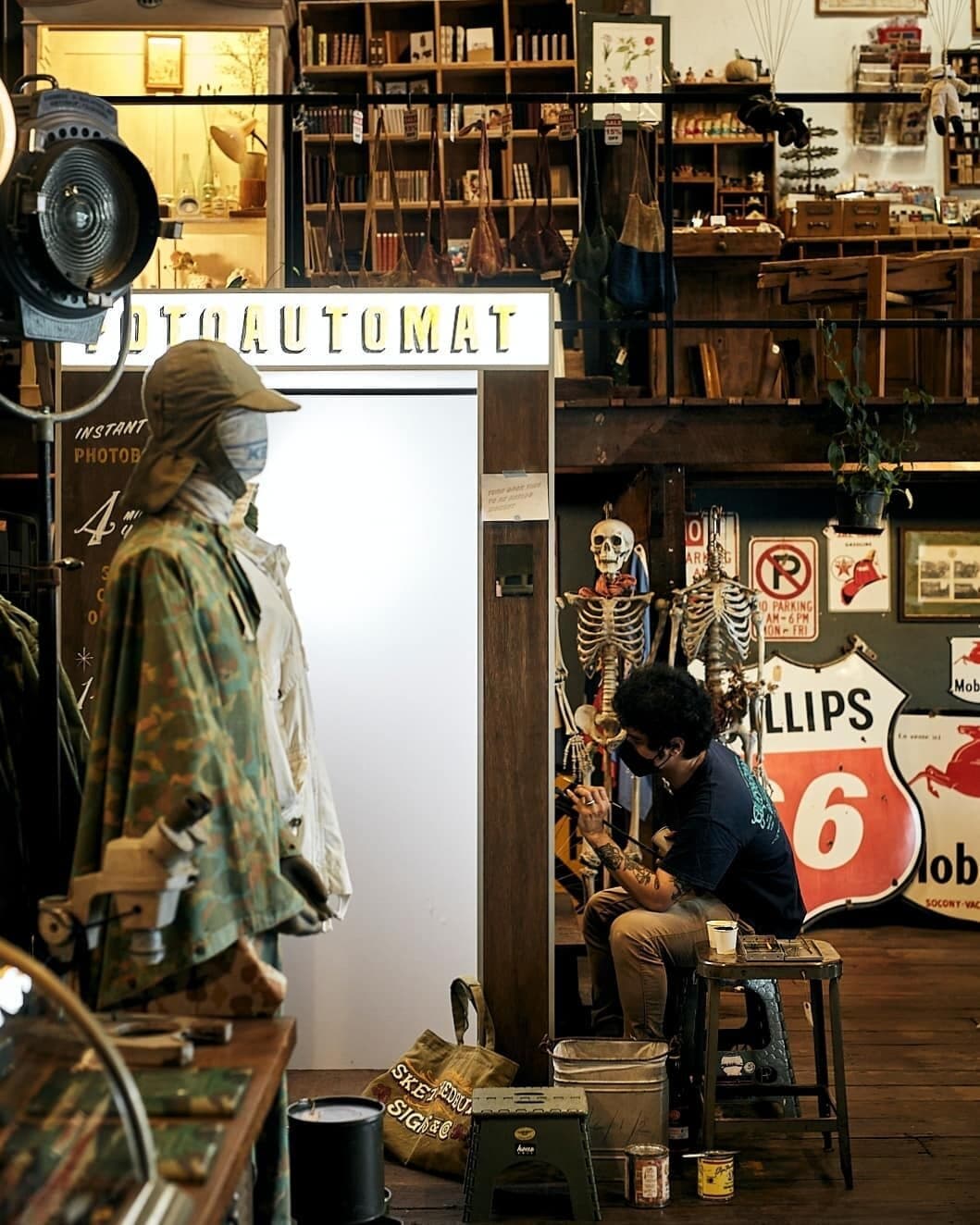Fotoautomat booth inside a vintage curiosity shop