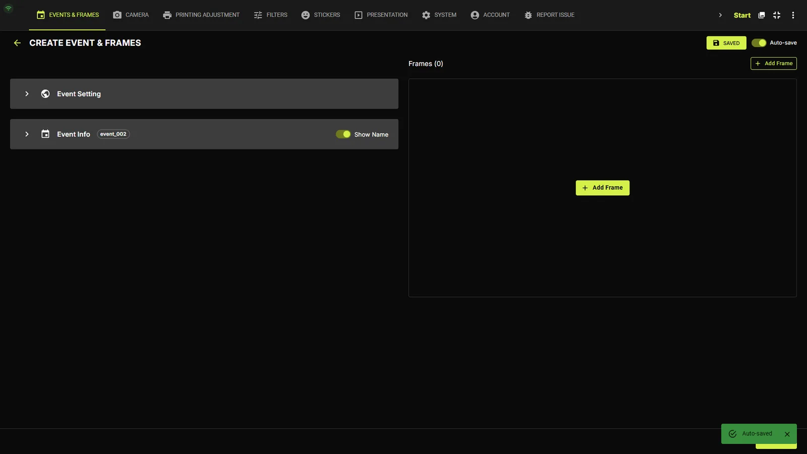 Create event dialog