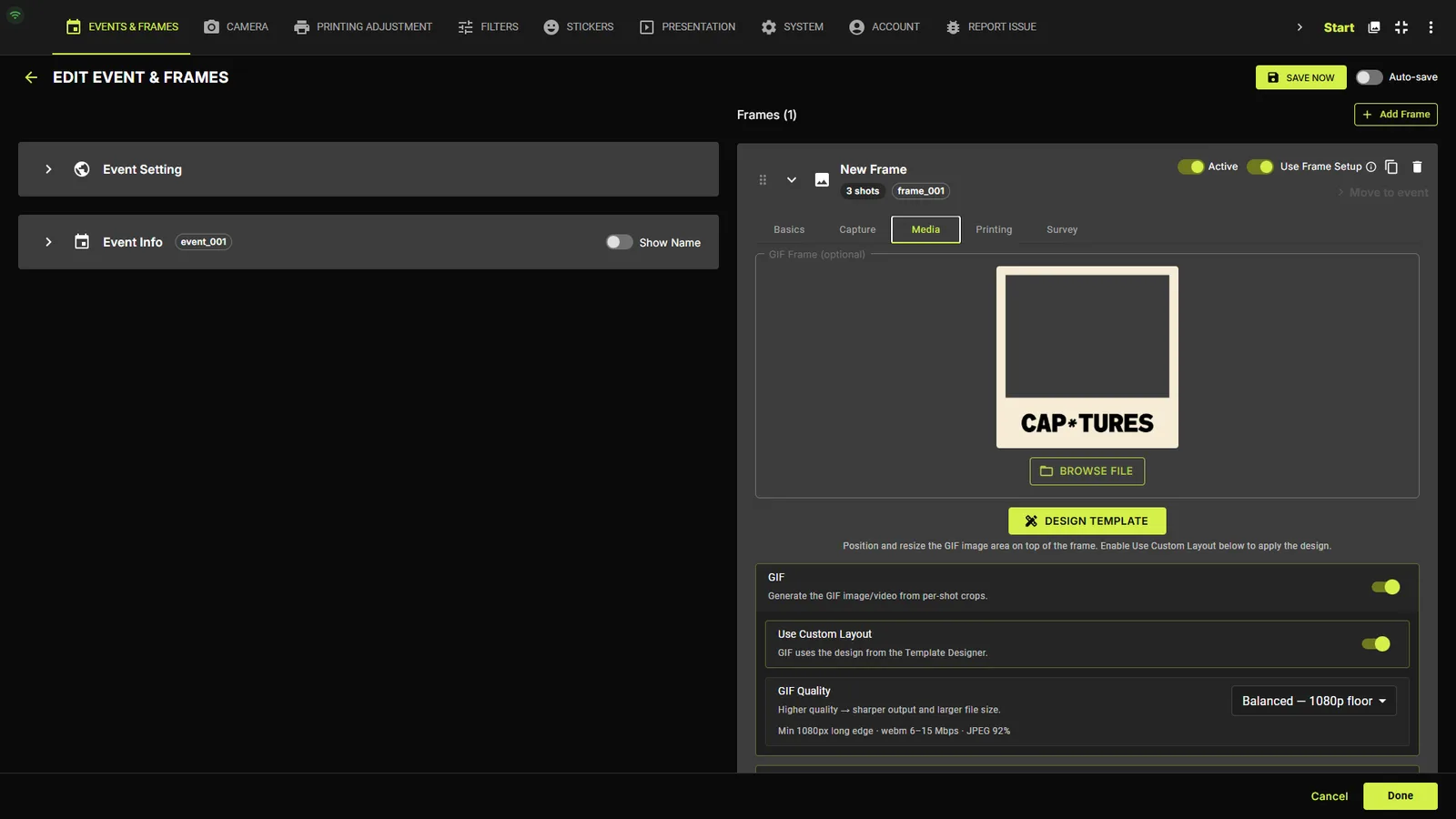 Media tab GIF section