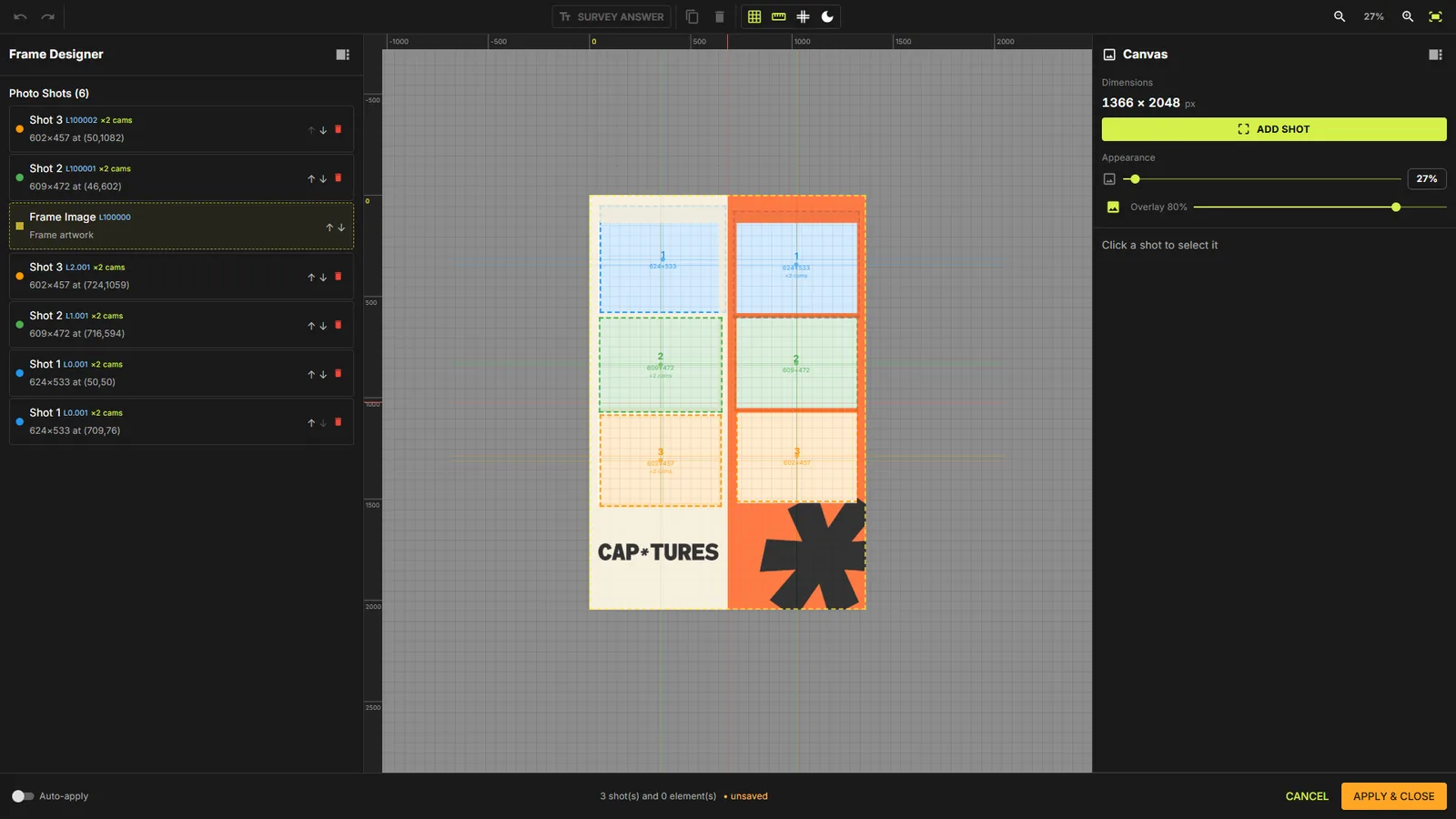 Layer list with x2 cams rows