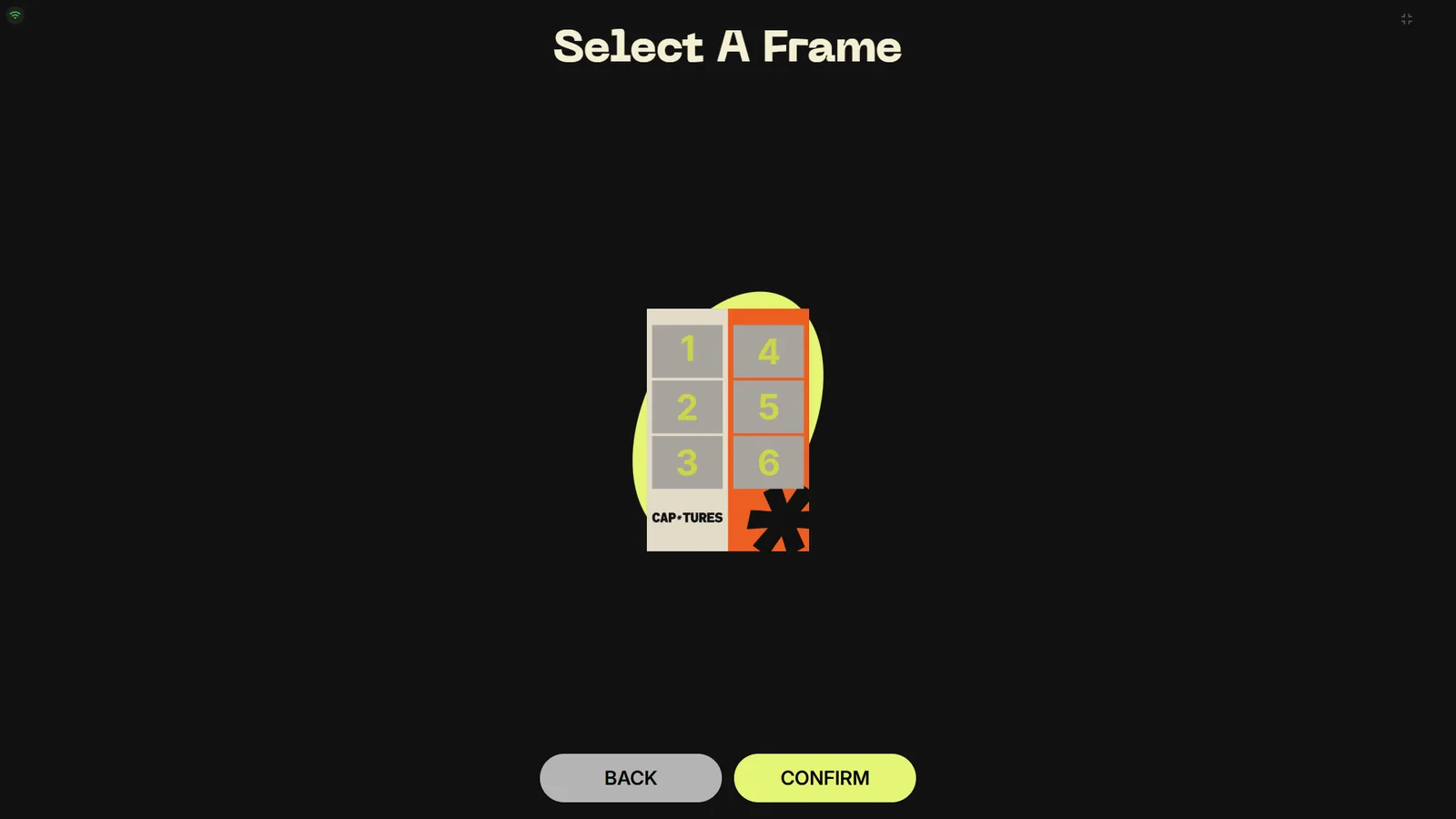 Frame selection screen