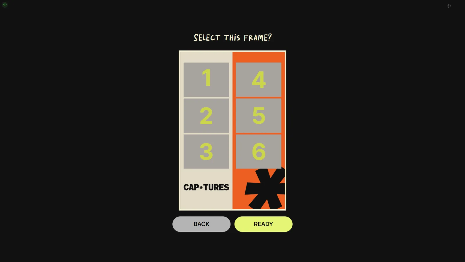 Frame preview with READY button