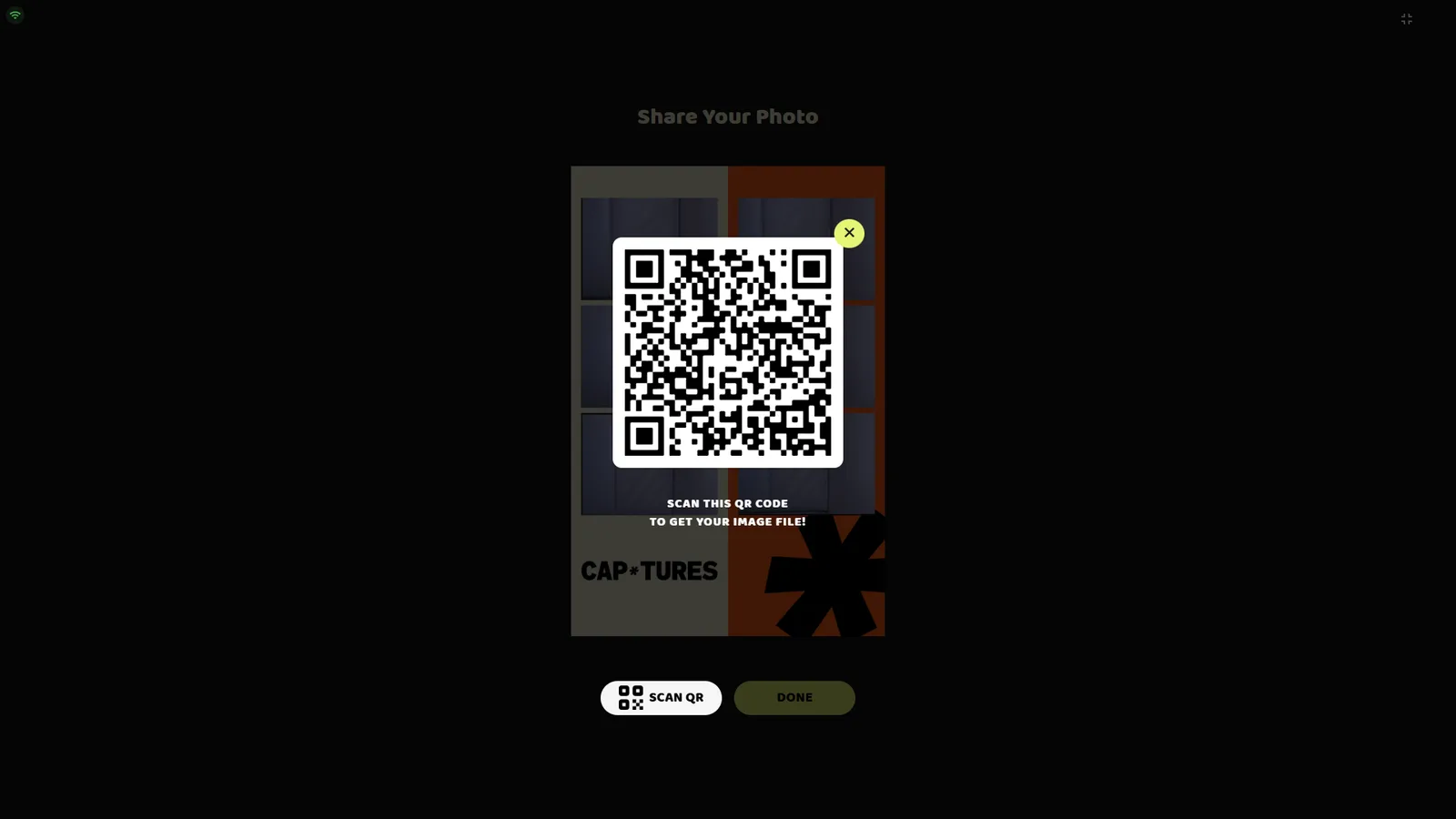 Result screen with QR code