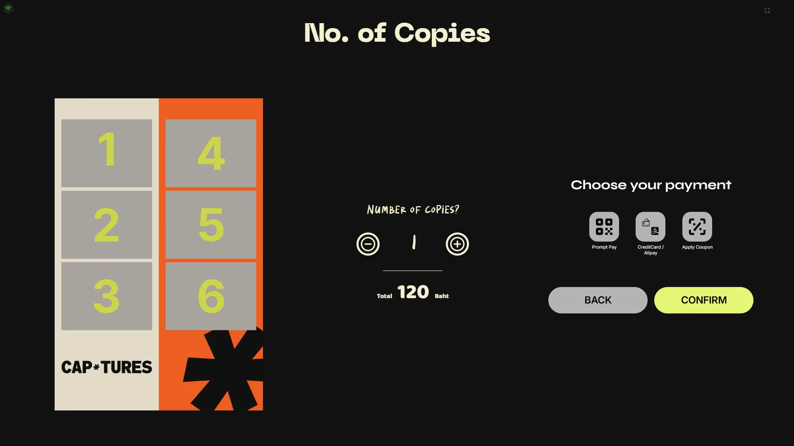 Copies and payment selection
