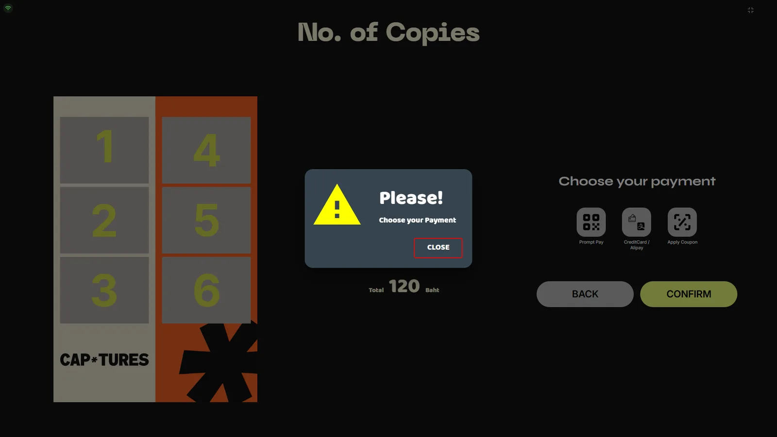 Choose payment warning